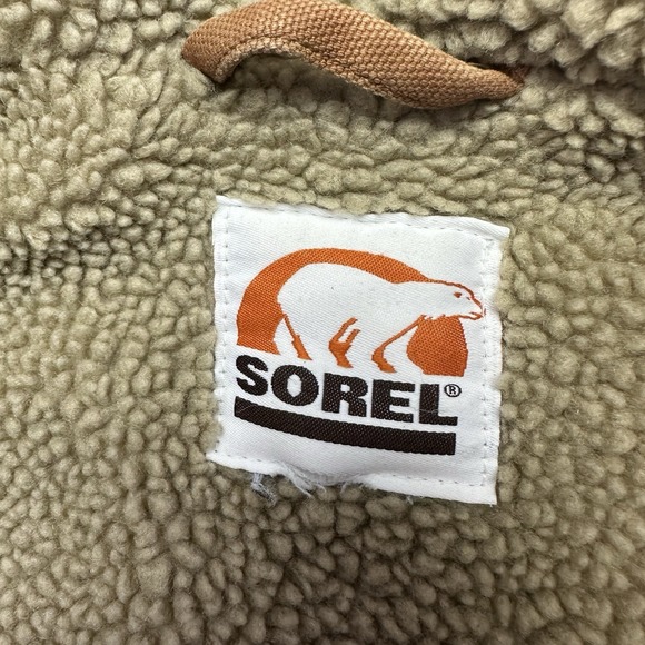 Sorel Mens Vest XL Sherpa Lined Brown Heavy Duck Canvas Chore Work Zip Up - Picture 3 of 8